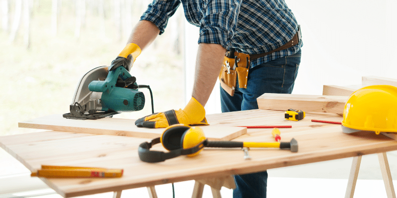 Power Tools for Home Improvement Projects with Lumber 